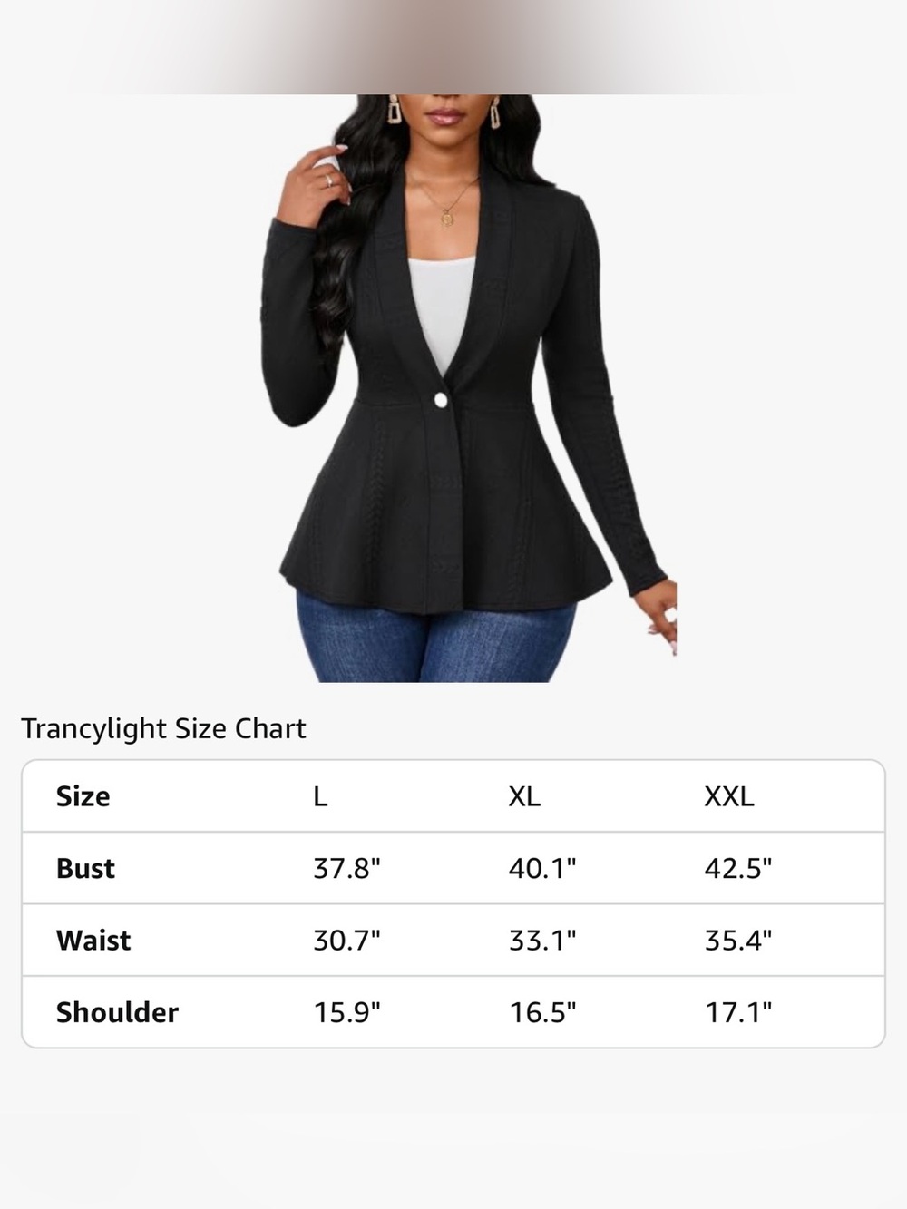 Classic Single-Button Black Peplum Blazer for Women, NWT!!